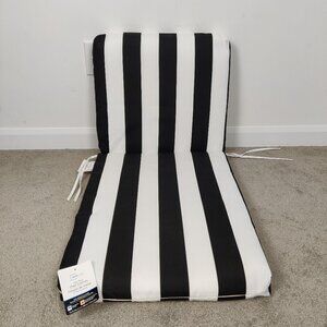 NEW Mainstays High Back Chair Cushion Striped Black White Water Repellent UV